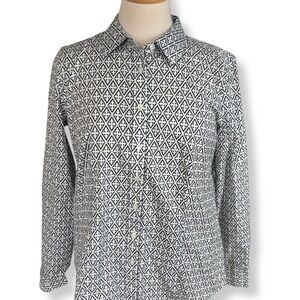 Talbots Black & White Geometric Button-Down Shirt – Size 8